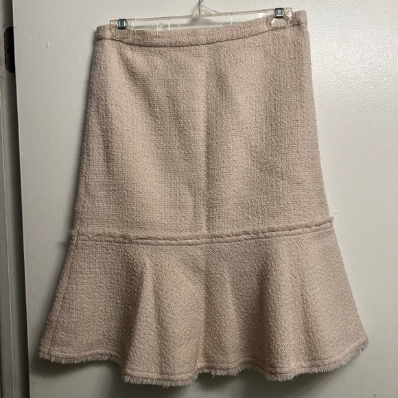J. Crew Cream Wool Skirt with Ruffle - Picture 1 of 6